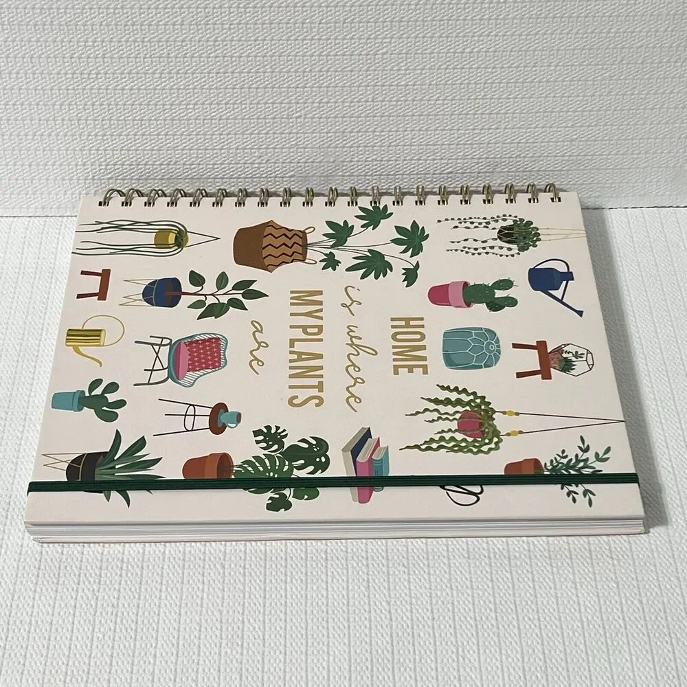 HOME is Where My PLANTS Are Hardcover Spiral Notebook Journal Pink Gold Lined